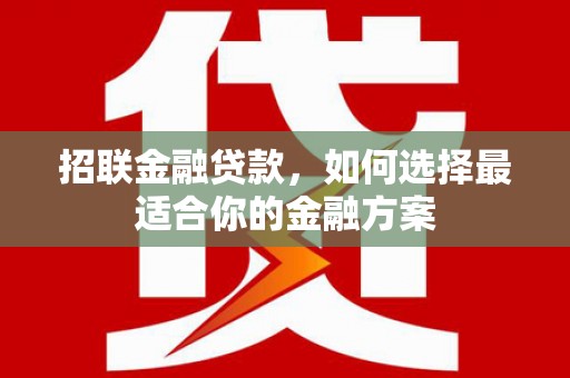 永康招联金融贷款，如何选择最适合你的金融方案