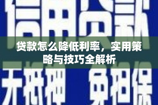 永康贷款怎么降低利率，实用策略与技巧全解析