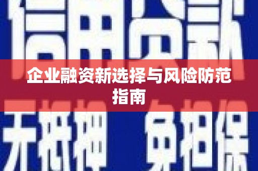 永康企业融资新选择与风险防范指南