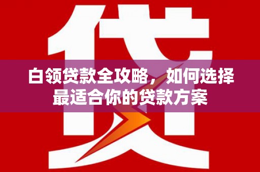 永康白领贷款全攻略，如何选择最适合你的贷款方案